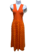 Current Air Size XS Orange Rayon & Nylon Sleeveless V Neck Maxi Fringe Dress Orange / XS