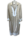 Sail To Sable Size XS Gold & White Linen Long Sleeve Shimmer V Neck Dress Gold & White / XS
