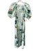 Pera Lima Size S Green & Multi Cotton Short Balloon Sleeve Nautical Maxi Dress Green & Multi / S