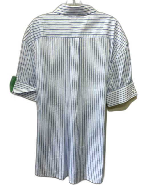 Mason's Daughter Size S White & Blue Cotton Blend Long Sleeve Buttons Dress White & Blue / S