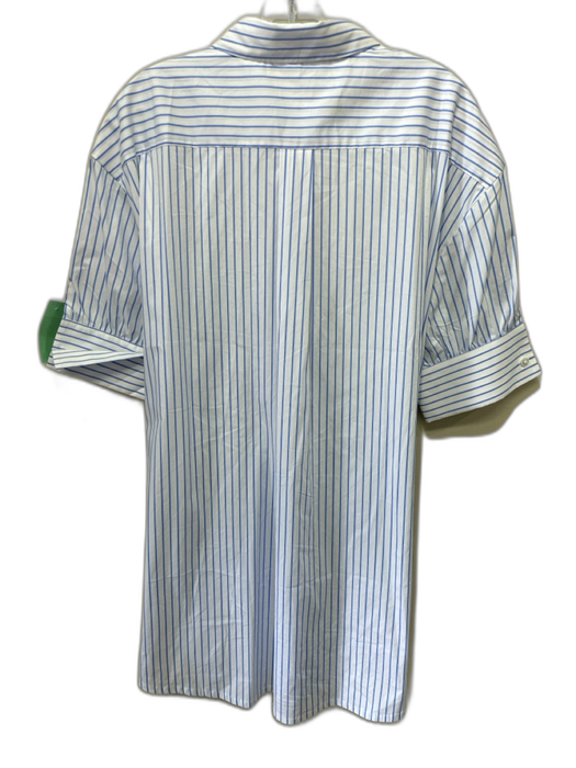 Mason's Daughter Size S White & Blue Cotton Blend Long Sleeve Buttons Dress White & Blue / S