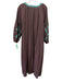 No Brand Size Est M Brown & Blue Cotton Long Sleeve All Over Print Maxi Dress Brown & Blue / Est M