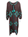 No Brand Size Est M Brown & Blue Cotton Long Sleeve All Over Print Maxi Dress Brown & Blue / Est M