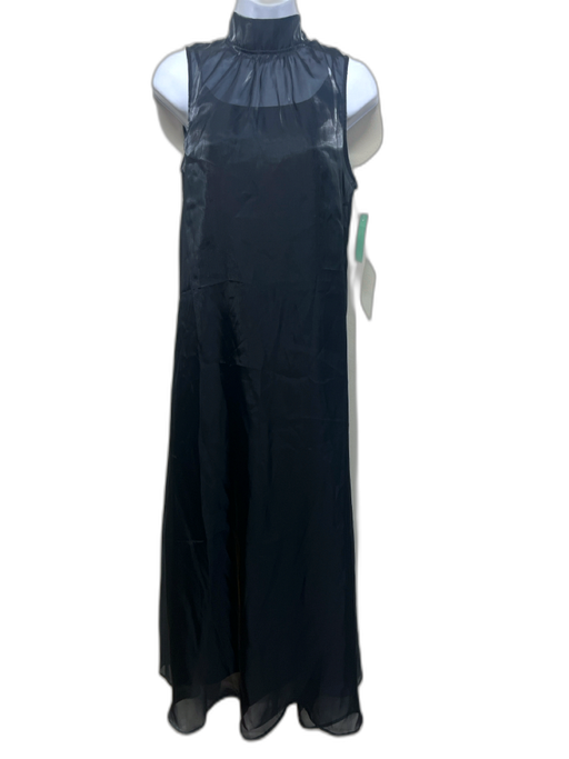 CAARA Size S Black Polyester Tie Neck Sleeveless Maxi Sheer Dress Black / S