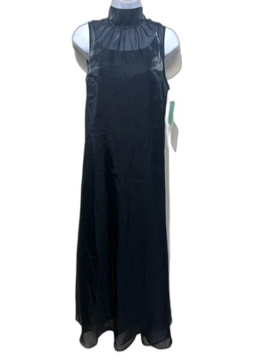 CAARA Size S Black Polyester Tie Neck Sleeveless Maxi Sheer Dress Black / S