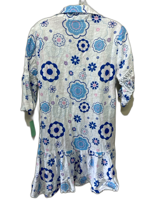 Temptation Positano Size XS White, Blue, Multi Linen Long Sleeve Floral Dress White, Blue, Multi / XS
