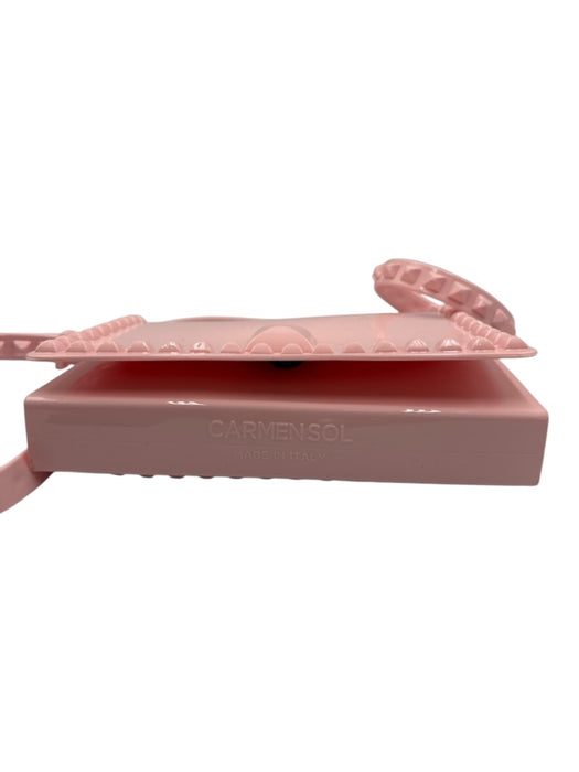 Carmen Sol Light Pink PVC Jelly Studded Magnetic Snap Flap Crossbody Bag Light Pink