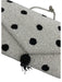 Beth Ladd White & Black Beaded Polka Dots Magnetic Snap Flap Tassel Detail Bag White & Black