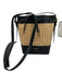 Paris/64 Black & Beige Rattan & Leather Woven Detail Gold Tone Hardware Bag Black & Beige