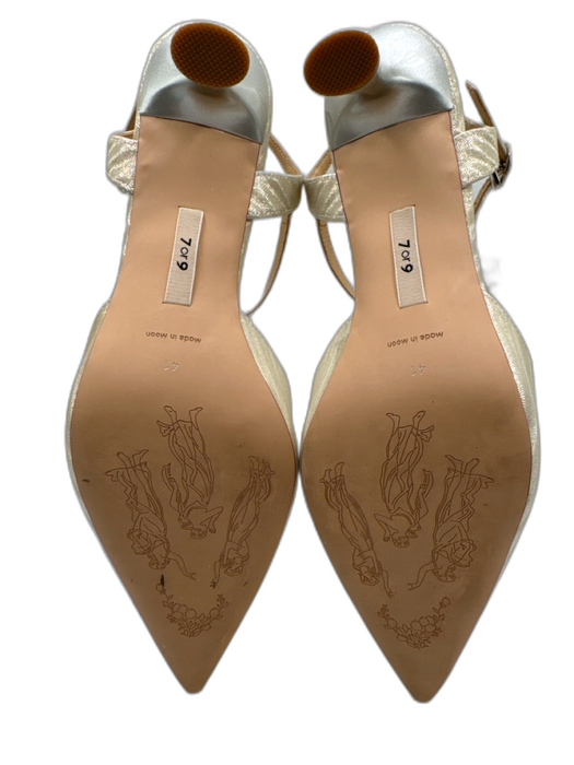 7 or 9 Shoe Size 41 Champagne Gold textile upper Shimmer Ankle Buckle Pumps Champagne Gold / 41