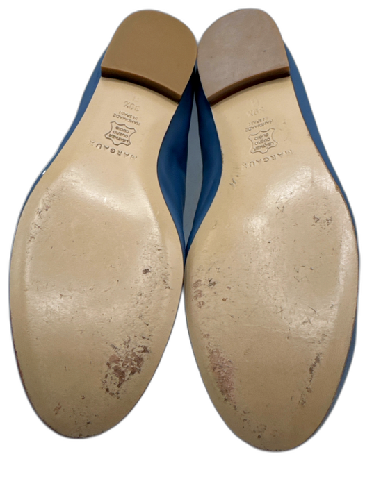Margaux Shoe Size 39.5 Blue Leather Upper Bow detail Pump Round Toe Flats Blue / 39.5