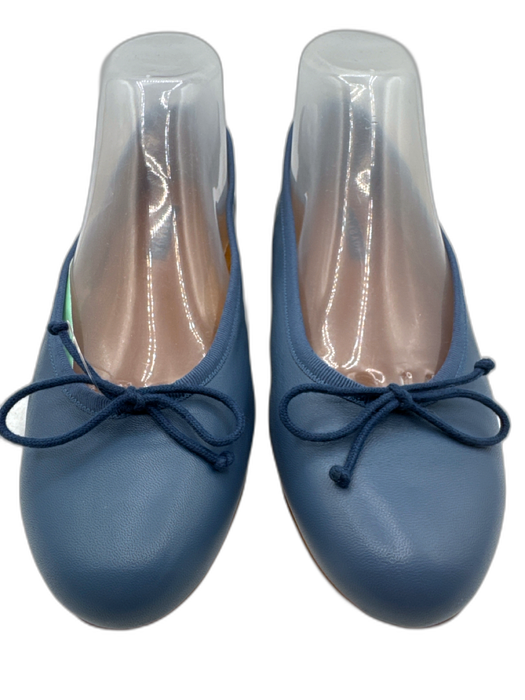 Margaux Shoe Size 39.5 Blue Leather Upper Bow detail Pump Round Toe Flats Blue / 39.5