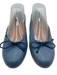 Margaux Shoe Size 39.5 Blue Leather Upper Bow detail Pump Round Toe Flats Blue / 39.5