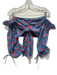 Eddy Size M/S Blue, Red & Pink Cotton Floral Tiered Off Shoulder Maxi Skirt Set Blue, Red & Pink / M/S