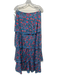 Eddy Size M/S Blue, Red & Pink Cotton Floral Tiered Off Shoulder Maxi Skirt Set Blue, Red & Pink / M/S