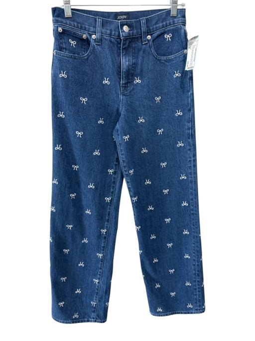 J. Crew Size 25 Medium dark wash Cotton Blend Denim Bow Embroidery Jeans Medium dark wash / 25