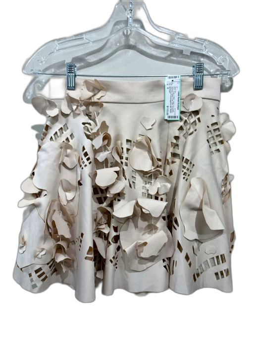 Morange Size S Beige Cotton Laser Cut Floral Applique Button Front Skirt Set Beige / S