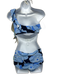 Draper James Size S Mixed Blues Nylon Blend Floral One Shoulder Ruffle Swimsuit Mixed Blues / S