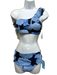 Draper James Size S Mixed Blues Nylon Blend Floral One Shoulder Ruffle Swimsuit Mixed Blues / S