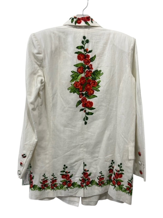 Eddy Size XS White, Red & Green Cotton & Linen Floral Beaded Detail Jacket White, Red & Green / XS