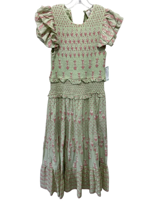 light green dress with pink flowers Pink Flowers Mint Tea Length Forest Formal Wedding Dress