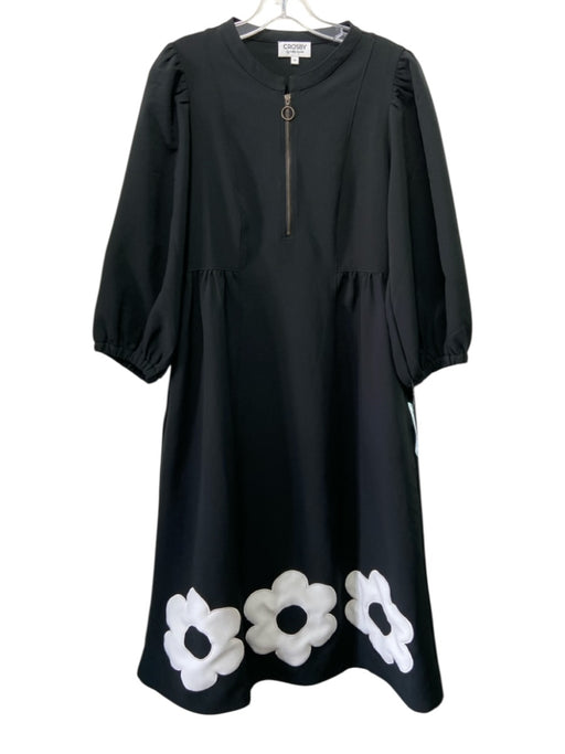 CROSBY by Mollie Burch Size XS Black & White Polyester Blend 1/2 Zip Dress Black & White / XS