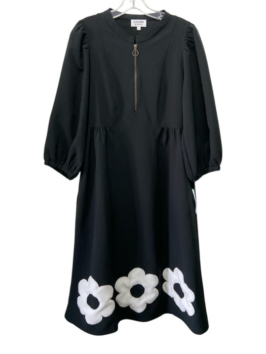 CROSBY by Mollie Burch Size XS Black & White Polyester Blend 1/2 Zip Dress Black & White / XS