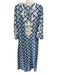 Roller Rabbit Size XS Blue & White Cotton Block Printed Long Sleeve Dress Blue & White / XS