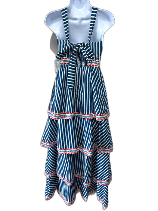 Eddy Size S Blue, White & Red Cotton Stretch Floral Accents One Shoulder Dress Blue, White & Red / S