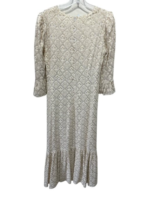 Neve & Noor Size S Cream White & Gold Missing Fabric Tag Sequined V Neck Dress Cream White & Gold / S