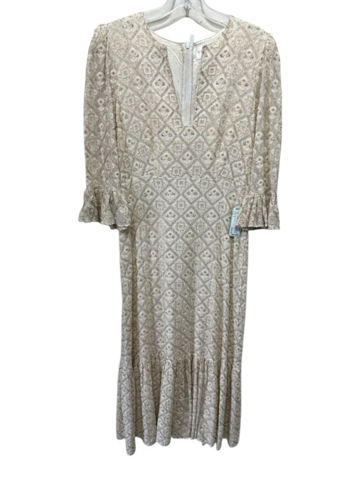 Neve & Noor Size S Cream White & Gold Missing Fabric Tag Sequined V Neck Dress Cream White & Gold / S