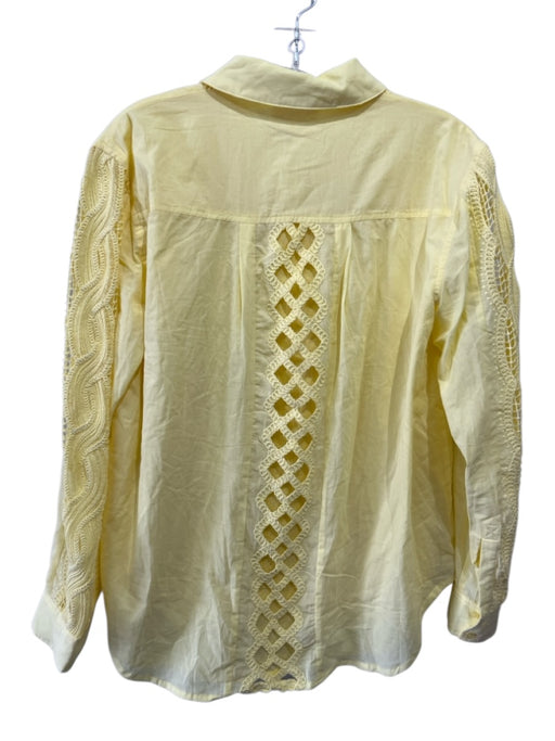 Allison New York Size XS Yellow Cotton Long Sleeve Crochet Lace Button Up Top Yellow / XS