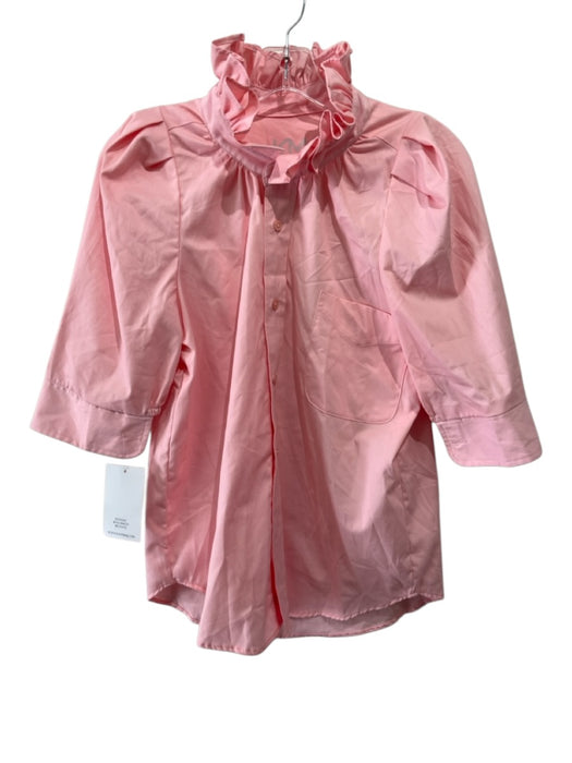KMJ Size Small Pink No Fabric Tag 1/2 Sleeve Ruffle Collar Button Up Shirt Top Pink / Small