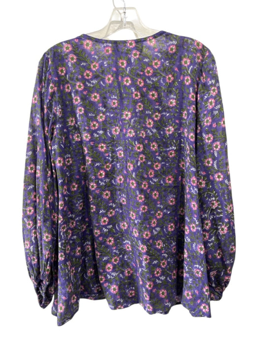 India Collection Emerson Fry Size XS Purple, Green & Pink Cotton Floral Top Purple, Green & Pink / XS