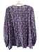 India Collection Emerson Fry Size XS Purple, Green & Pink Cotton Floral Top Purple, Green & Pink / XS