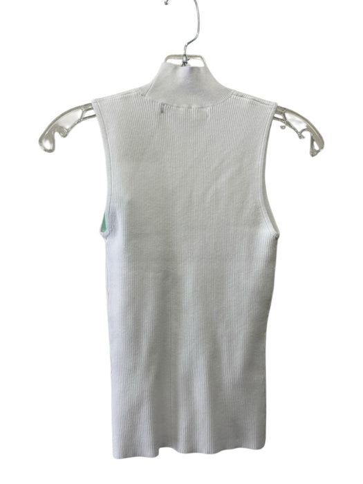 Marie Oliver Size XS White Viscose Blend Ribbed Knit Sleeveless Turtleneck Top White / XS