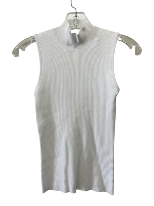 Marie Oliver Size XS White Viscose Blend Ribbed Knit Sleeveless Turtleneck Top White / XS