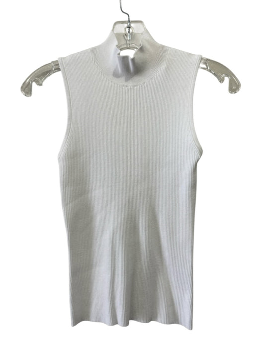 Marie Oliver Size XS White Viscose Blend Ribbed Knit Sleeveless Turtleneck Top White / XS