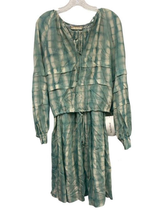 Marie Oliver Size XS Green & Cream Viscose Long Sleeve Tie Dye Maxi Skirt Set Green & Cream / XS
