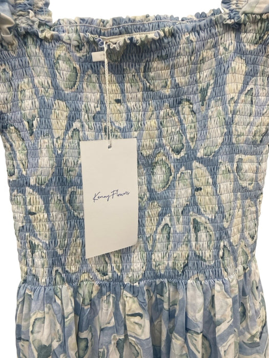 Kenny Flowers Size XS Blue, White, Green Long Sleeve Abstract Print Midi Dress Blue, White, Green / XS