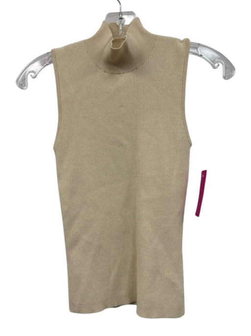 Marie Oliver Size XS Cream White Viscose Blend Sleeveless Ribbed Mock Neck Top Cream White / XS