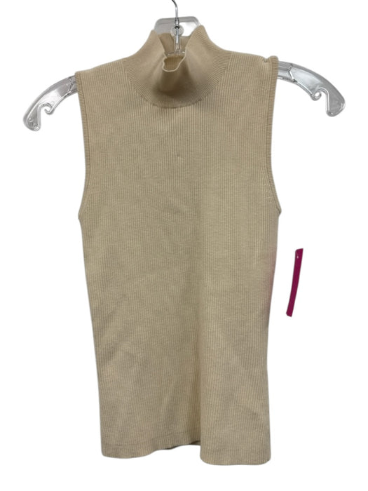 Marie Oliver Size XS Cream White Viscose Blend Sleeveless Ribbed Mock Neck Top Cream White / XS