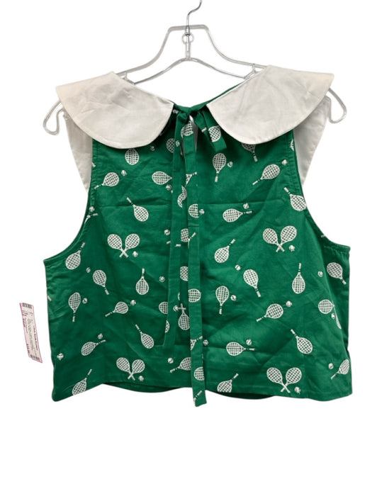 Rachel Antonoff Size Small Green & White Cotton Sleeveless Tennis Top Green & White / Small
