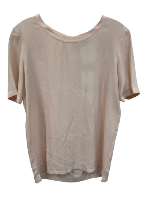 Chanel Boutique Size Est Small Light Pink Silk Short Sleeve Back Button Top Light Pink / Est Small