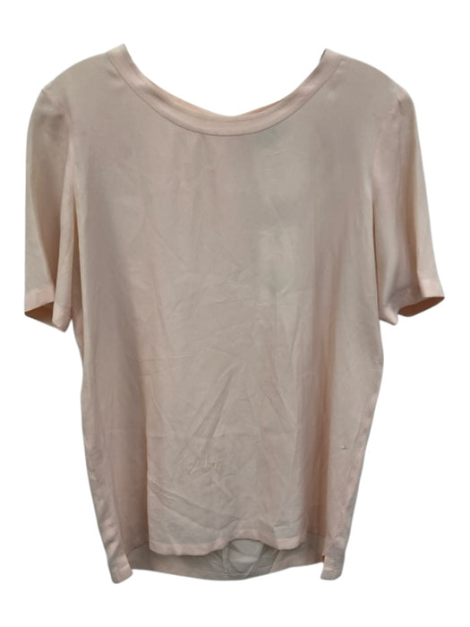 Chanel Boutique Size Est Small Light Pink Silk Short Sleeve Back Button Top Light Pink / Est Small