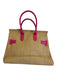 Lisi Lerch Hot Pink & Beige Straw Faux Leather Top Handle Bag Hot Pink & Beige / Medium