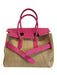 Lisi Lerch Hot Pink & Beige Straw Faux Leather Top Handle Bag Hot Pink & Beige / Medium