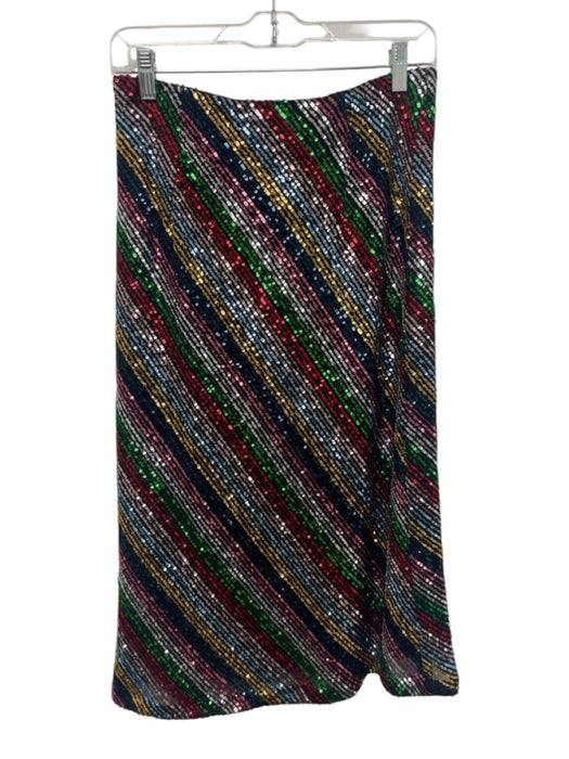 Milly Size S Black & Multi Poly Blend Sequined Elastic Waist Striped Pants Black & Multi / S