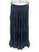 Current Air Size S Navy Polyester Elastic Waist Pleated Maxi Satin Skirt Navy / S