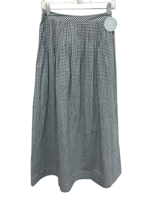 Hill House Size S Blue & White Cotton Gingham Zip Close Pleat Maxi Skirt Blue & White / S